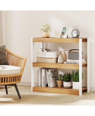 3 Tier Bookshelf Wooden Bookcase with Dual Anti-Tipping Kits