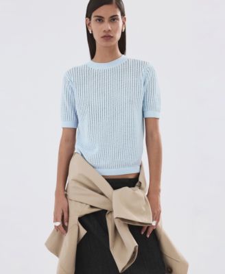 Women's Lace Accents Short-Sleeved Knitted Sweater