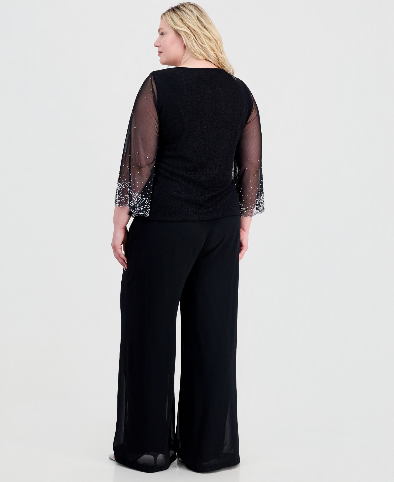 Plus Size Boat-Neck Metallic-Knit Top