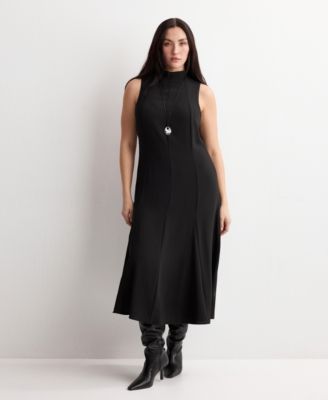 Women's High-Neck Godet Dress