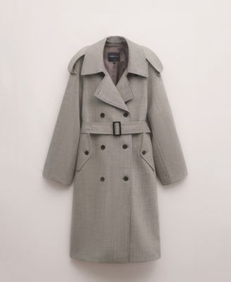 Women's Double-Breasted Wool Trench Coat