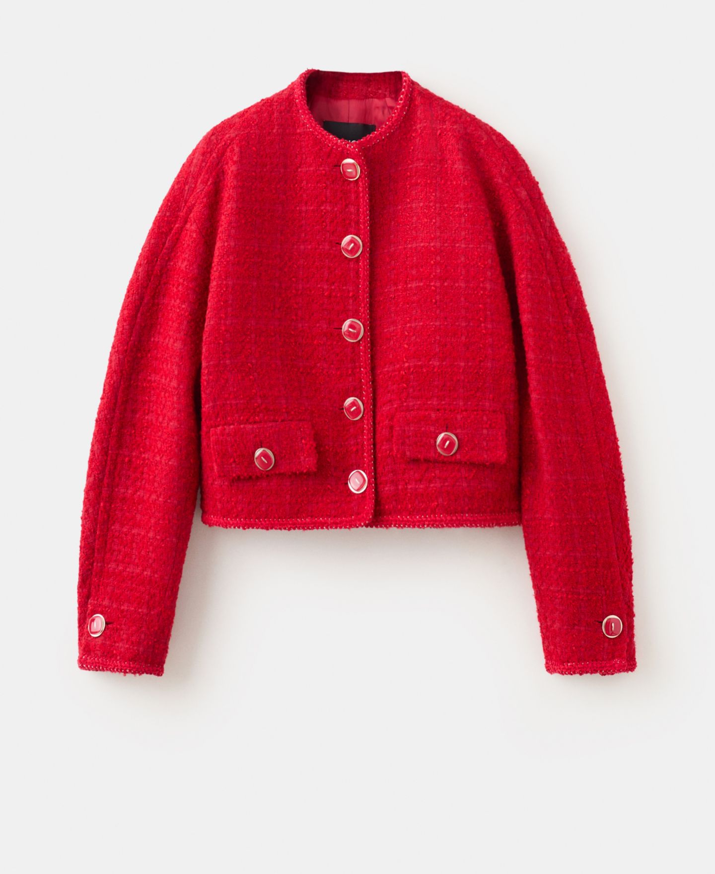 Женская куртка MANGO Jewel Buttons Tweed, цвет: Красный — фото 5