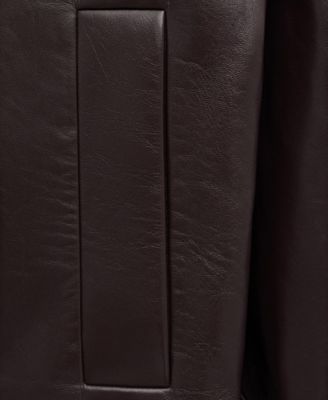 Women's Oversized Funnel-Neck Leather Coat