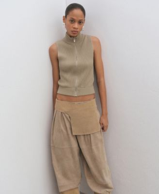 Women's Zip Ribbed Knitted Top