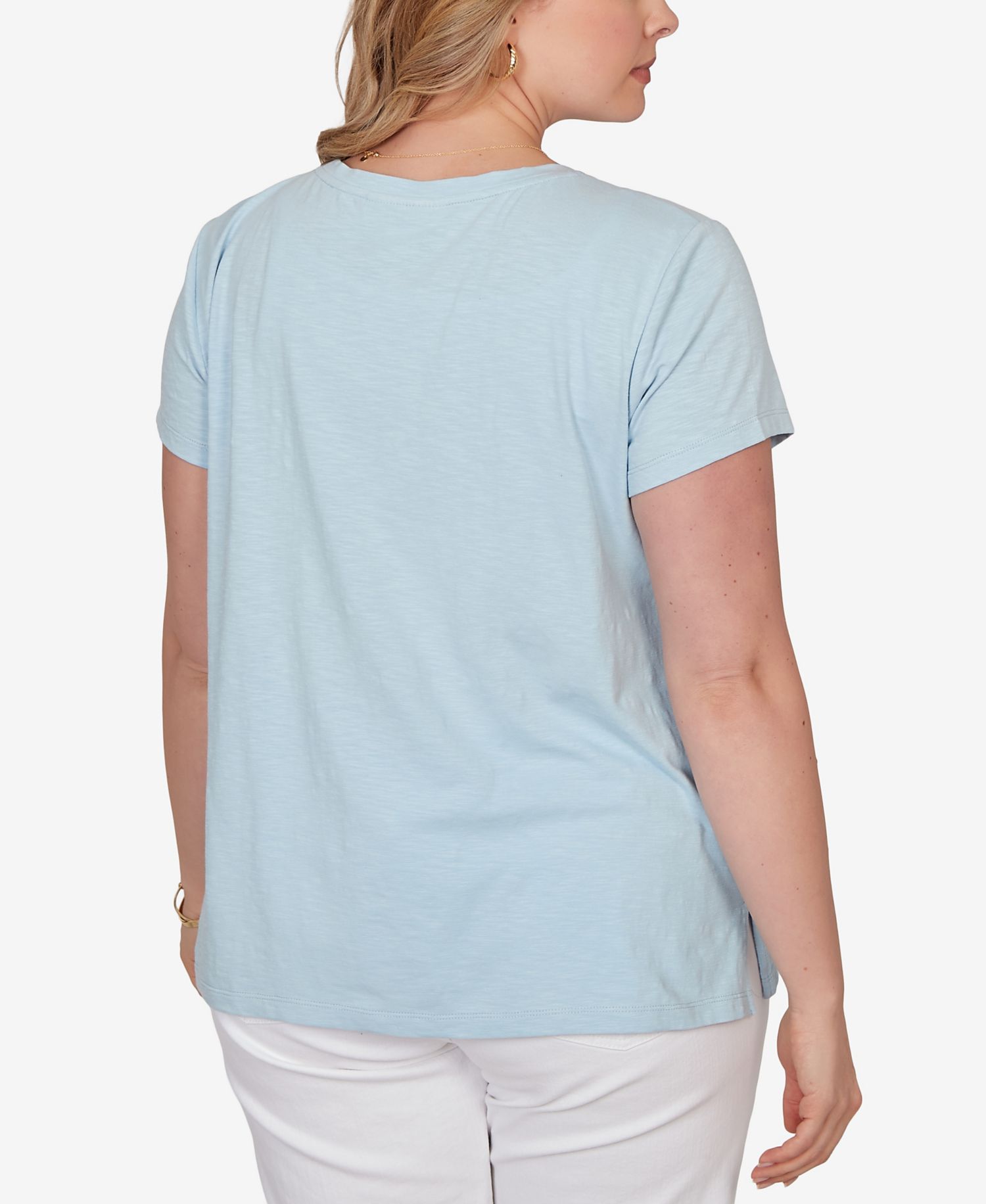 Plus Size Paisley Lace Solid Knit T-Shirt