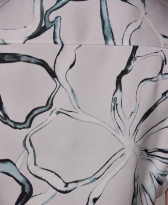 Petite Printed Collared Blouse