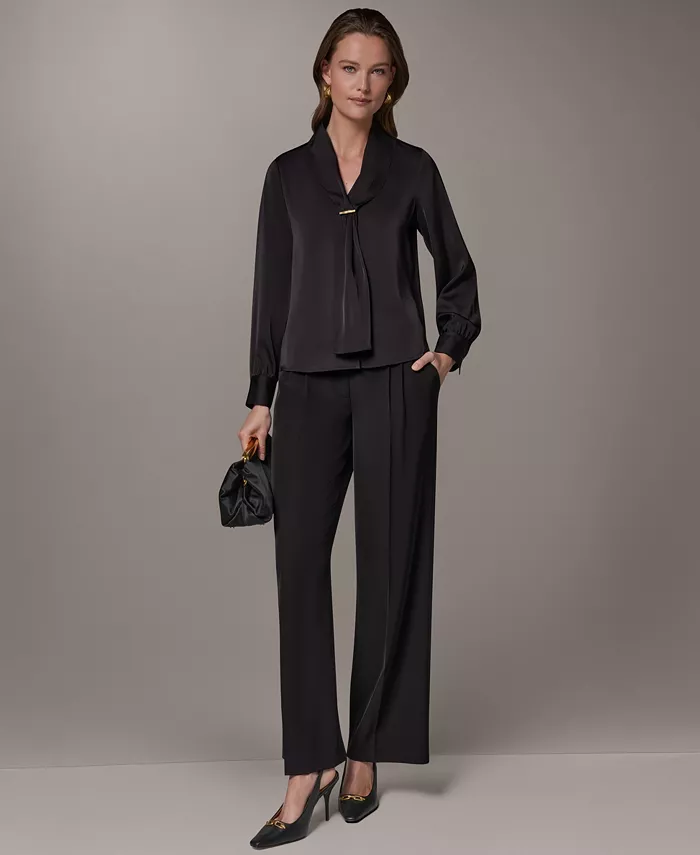 Petite Long-Sleeve V-Neck Pull-On Top - thumbnail 8
