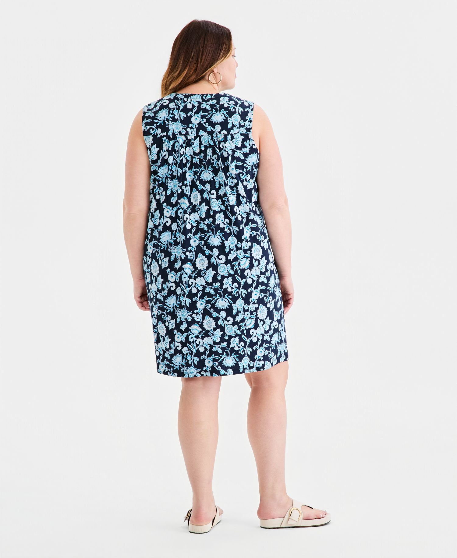 Petite Printed Pintucked Knit Dress