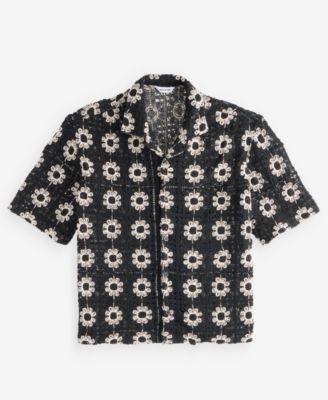 Mode of One Men's Boxy-Fit Short-Sleeve Crochet Shirt, Macy's
