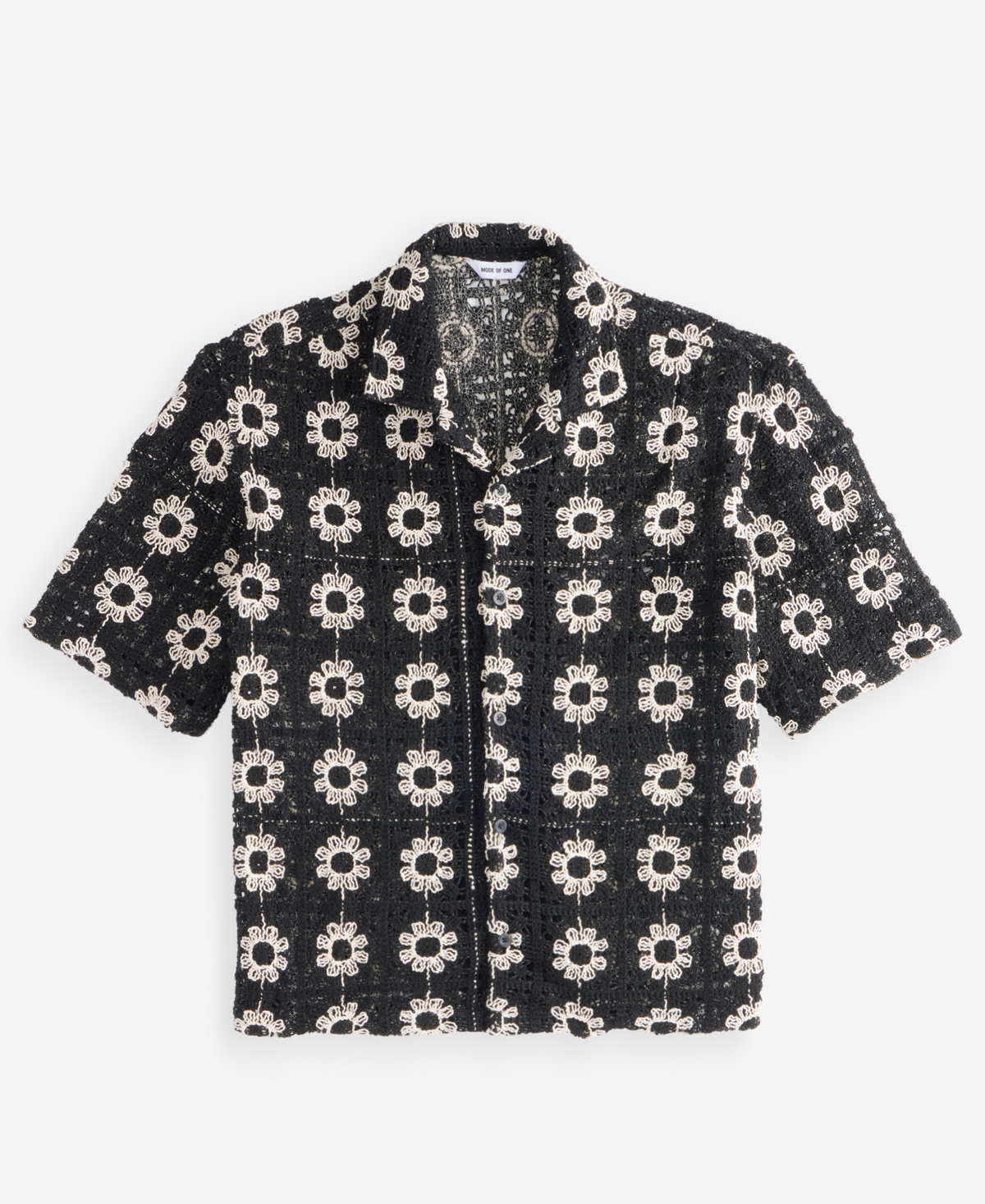 Mode of One Men's Boxy-Fit Short-Sleeve Crochet Shirt, Macy's Exclusive