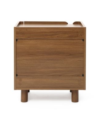 Scandinavian-Style Nightstand, Manufactured Wood End Table with 2 Drawers
