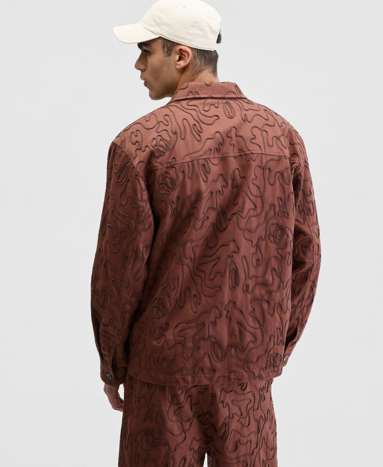 Men's Floral Embroidered Cotton Shacket