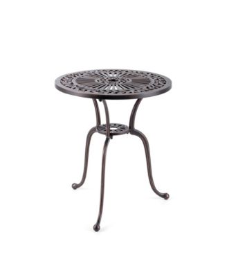 24" Round Cast Aluminum Patio Bistro Table with 2" Umbrella Hole