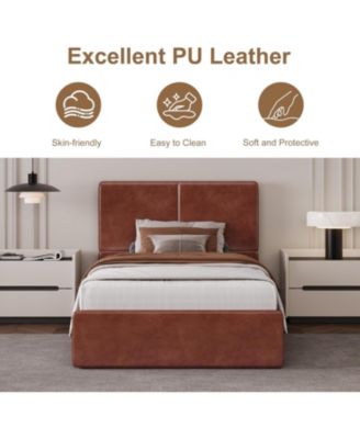 Upholstered Bed Frame with Headboard, Platform, Wooden Slats, No Box Spring, Noise-Free, Easy Assembly