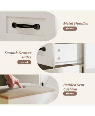 Farmhouse Vanity Desk with Mirror and Built In Lights