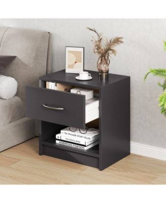 Nightstand with Drawer and Open Storage Shelf