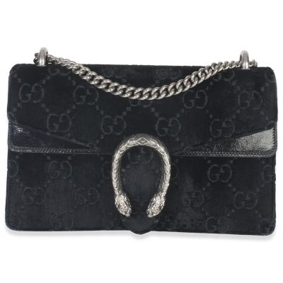 Black GG Embossed Velvet Small Dionysus Chain Bag