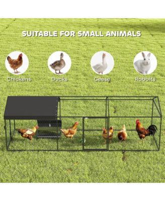Large Metal Chicken Coop, Chicken Run with Waterproof and Anti-UV Cover