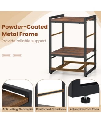 Industrial Nightstand with Fabric Drawer and Open Storage Shelf