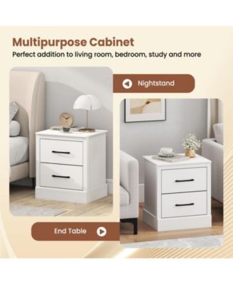 Compact Wooden Floor Nightstand with Storage Drawers