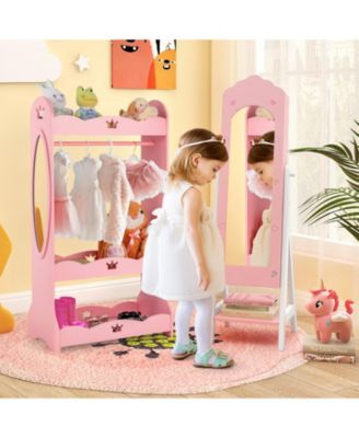 Two Piece Kids Vanity and Jewelry Armoire with Full Mirror