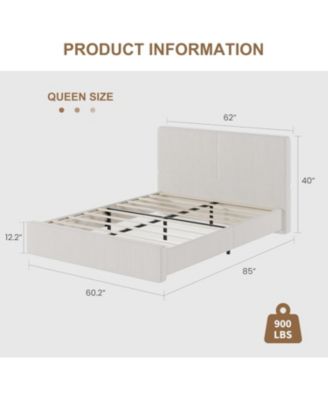 Upholstered Bed Frame with Headboard, Platform, Wooden Slats, No Box Spring, Noise-Free, Easy Assembly