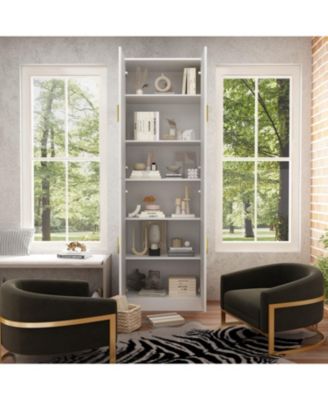 Modern Wooden Accent Bookcase, Sideboard, with Adjustable Shelves