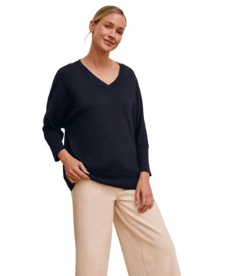 Women's Slouchy V-Neck Pure Wool Jumper