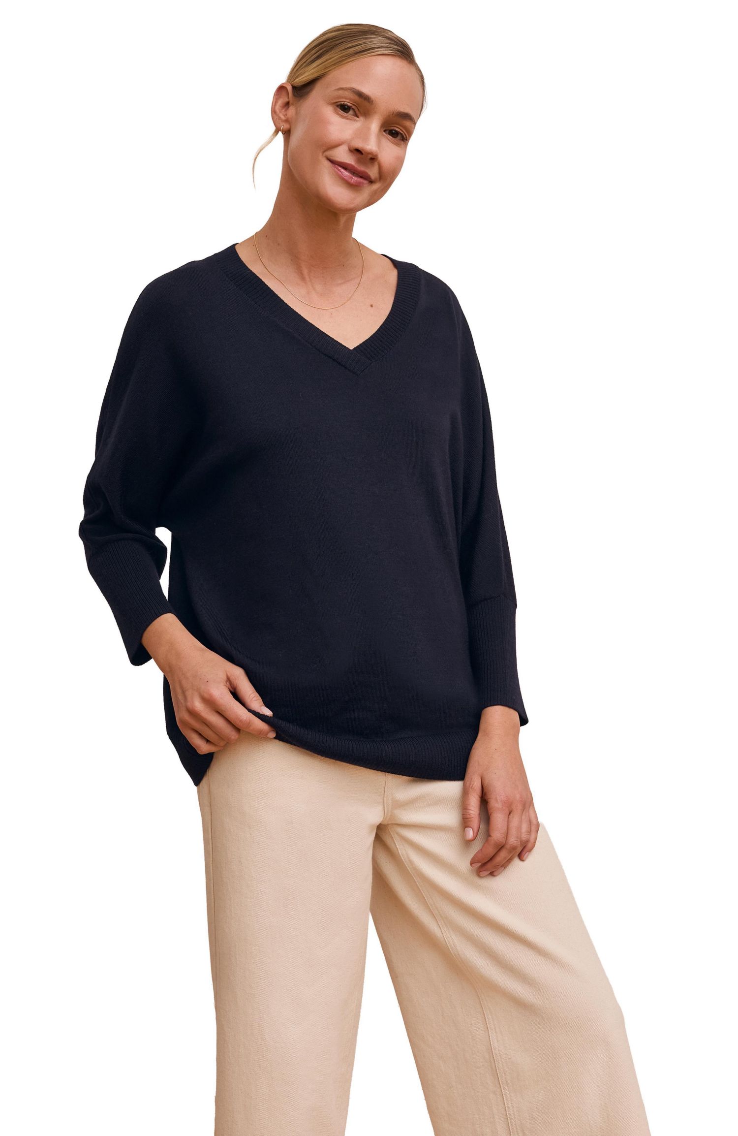 Women's Slouchy V-Neck Pure Wool Jumper