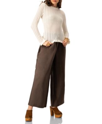 Women's Long Sleeve See-Through Knitted Blouse