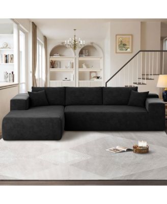 104" No Assembly Required Cloud Sectional Sofa, L-Shape Couch Chaise Lounge with Deep Seat and Wide Armrest for Living Room Bedroom