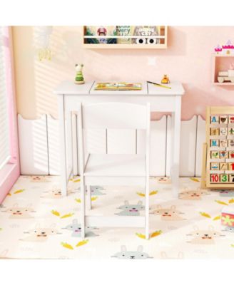 2 in 1 Kids Vanity Makeup Table and Chair with Flip Mirror