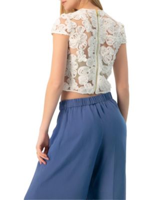 Women's See-Through Embroidered Top