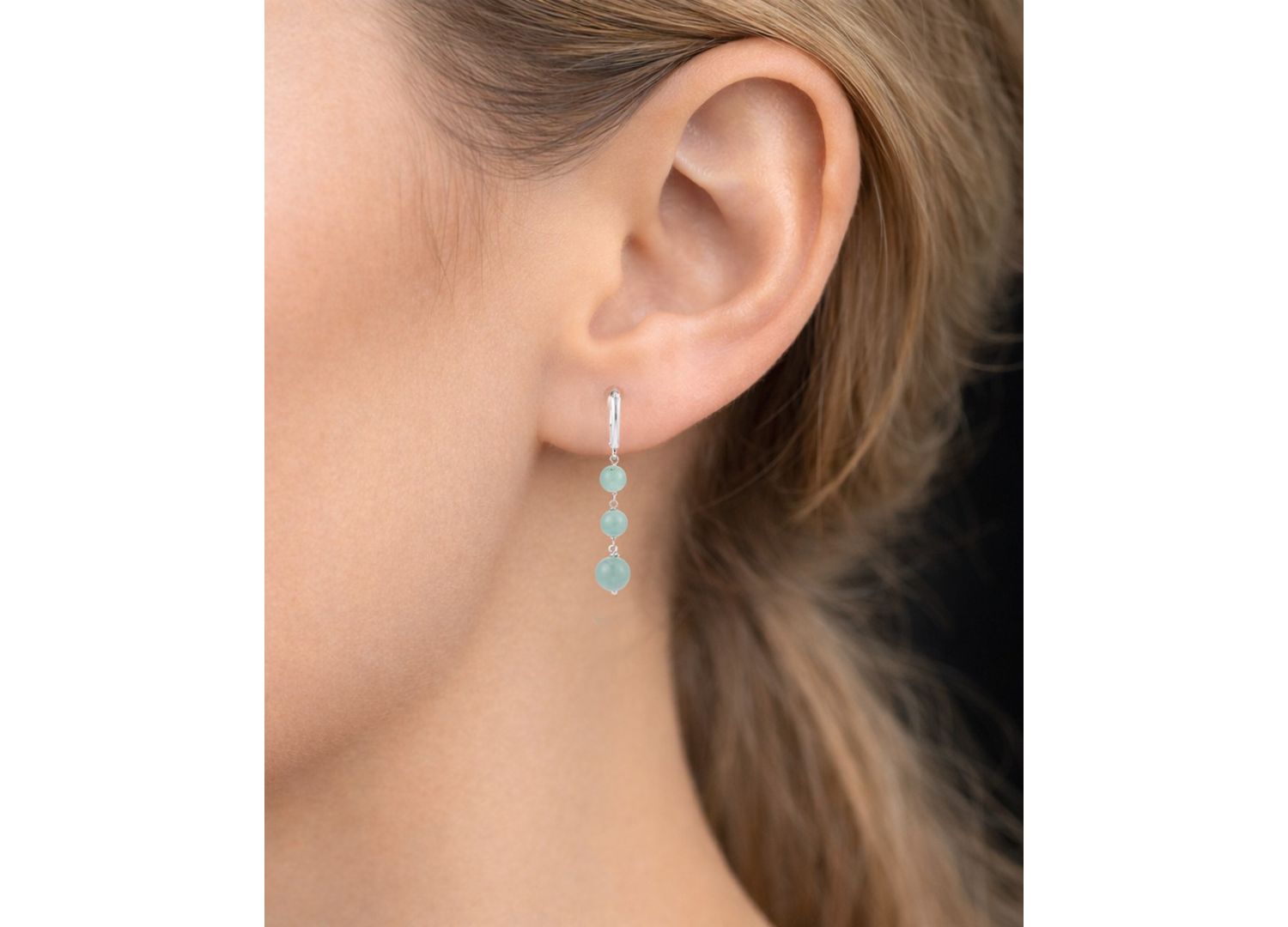 Green Jade Earrings in Sterling Silver