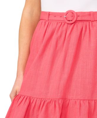 Women's Belted Ruffle-Hem Mini Skirt