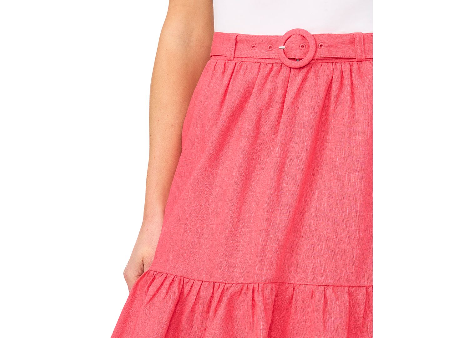 Women's Belted Ruffle-Hem Mini Skirt
