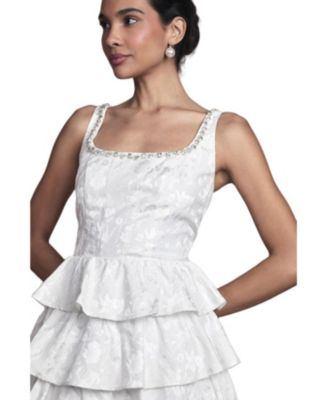Women's Ruffle Hem Mini Wedding Dress