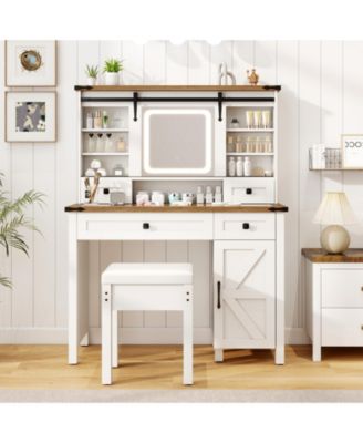 Makeup Vanity Desk with Mirror and Dimmable LED Lights