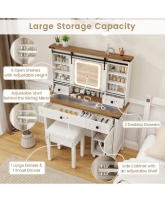 Makeup Vanity Desk with Mirror and Dimmable LED Lights