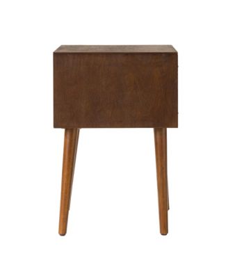 Nightstand with Solid Wood Legs, Side End Table with 2 Drawers, Vintage Bedside Cabinet for Bedroom, Living Room