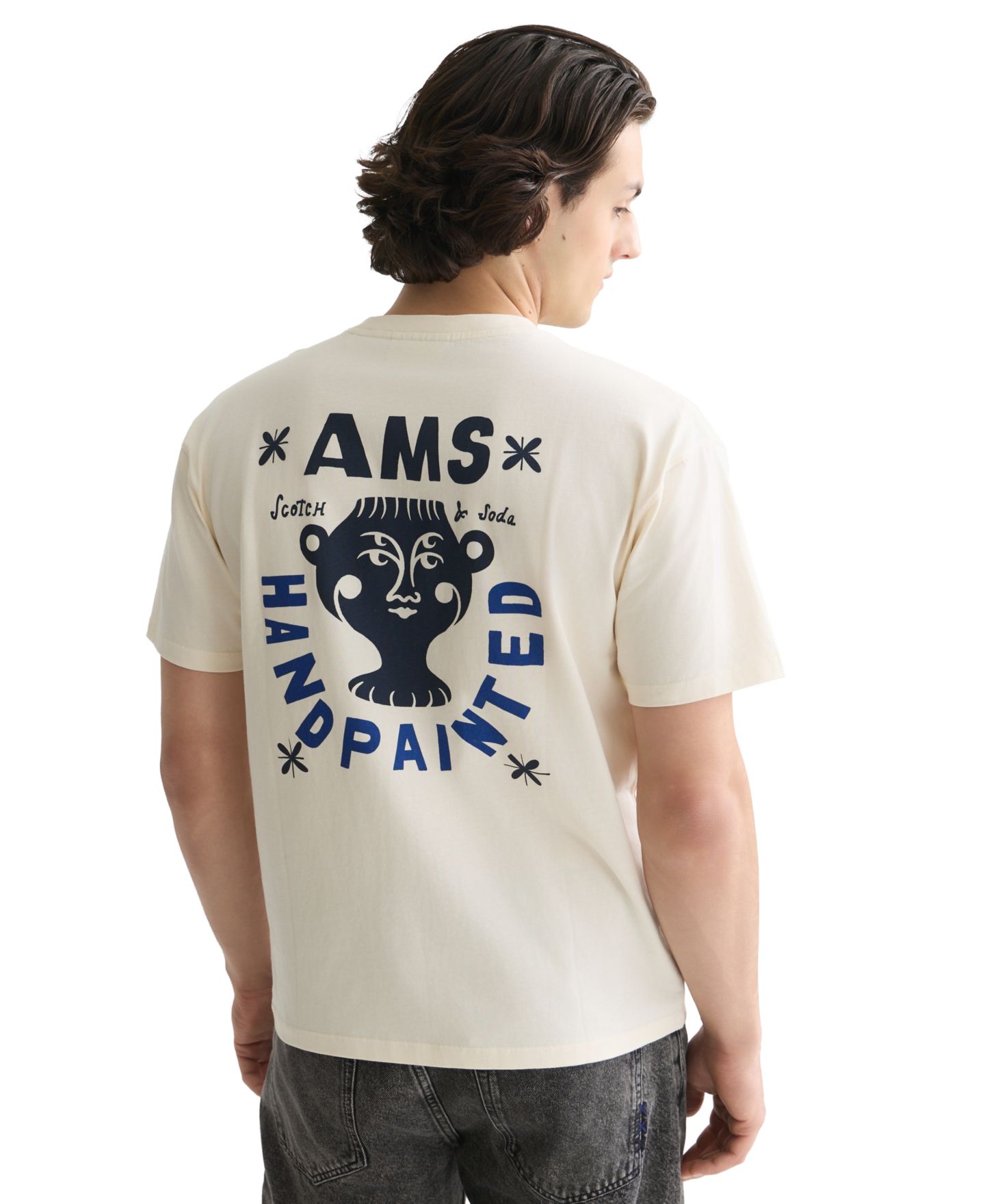 Мужская футболка SCOTCH & SODA Short-Sleeve Handpainted Graphic, цвет: Сливочный — фото 3