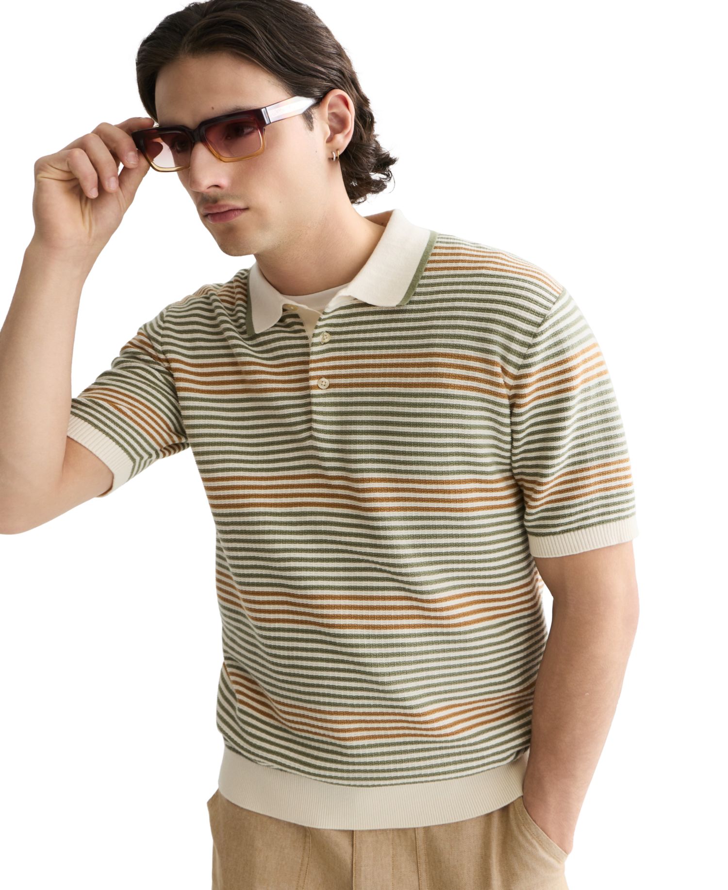 Men's Knitted Regular-Fit Cotton Polo Shirt