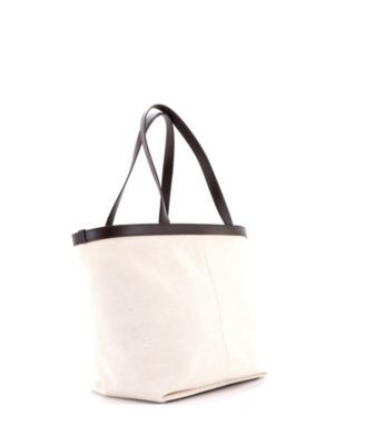 Medium Flip Flap Tote Canvas with Intrecciato Leather