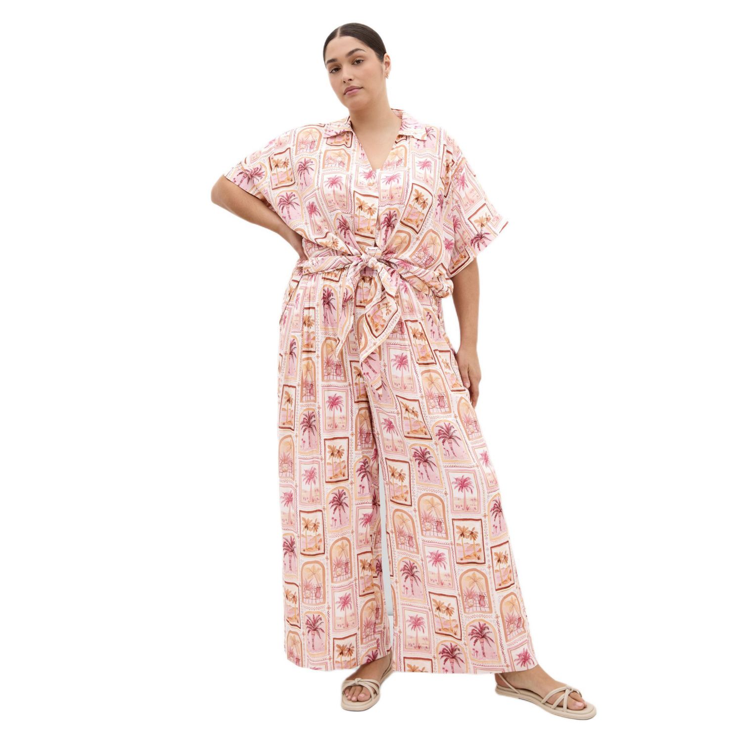 Women's Plus Size Postcard Soiree Print Shirt