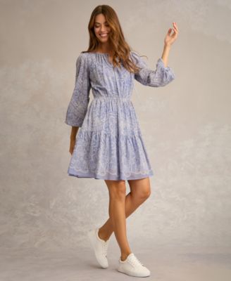 Petite Elastic Waistband A-Line Short Dress