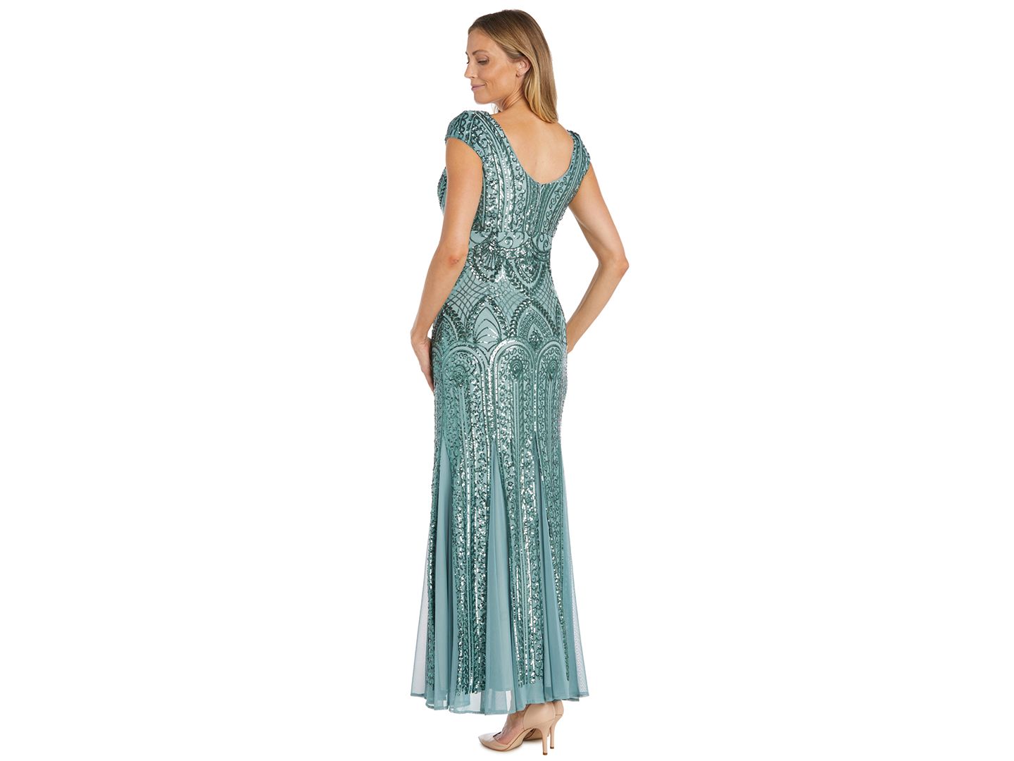 Женское платье R & M Richards Petite Beaded Maxi, цвет: Морская пена — фото 3