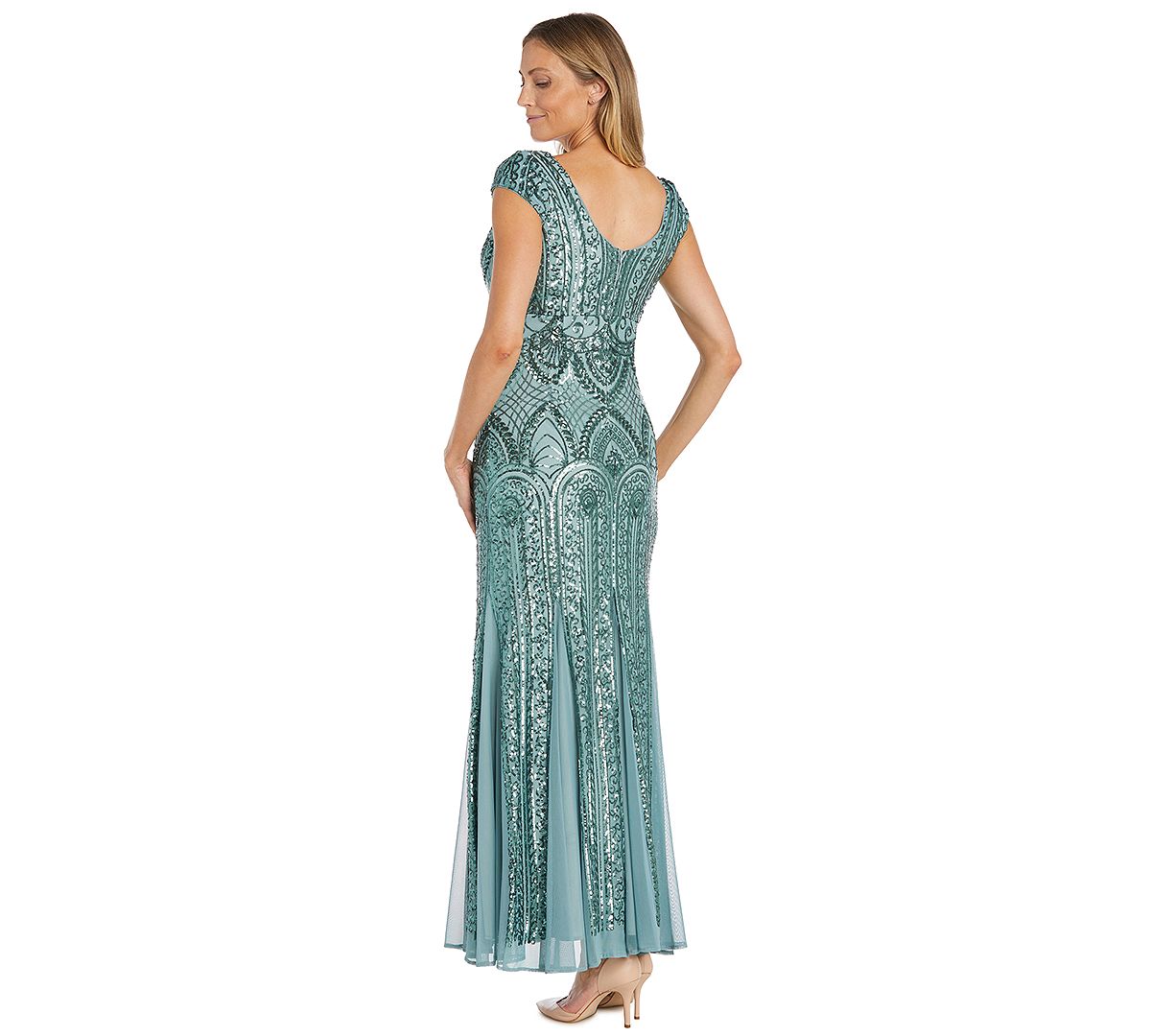 R & M Richards Petite Beaded Maxi Dress view 3 — MAYCSS fashion products