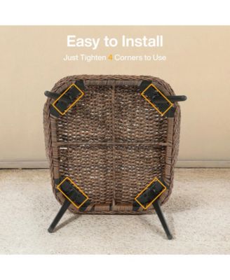 4-Piece Outdoor Wicker Patio Conversation Seating Set with Coffee Table, Weather-Resistant Cushions, Patio Furniture Set for Garden, Deck