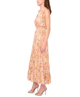 Women's Sleeveless Smocked Waist Tiered Maxi Dress