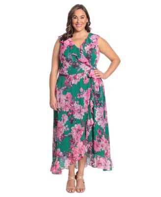 Plus Size Ruffled Chiffon Maxi Dress
